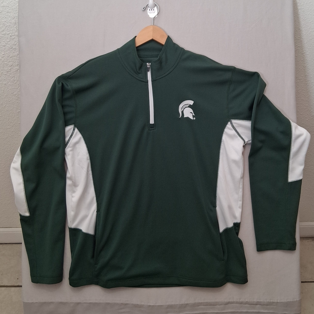 Michigan State Spartans 1/4 Zip Pullover ; Size XL : Green  / White